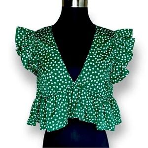 Shein Super Soft Crop Ruffled Top Size M